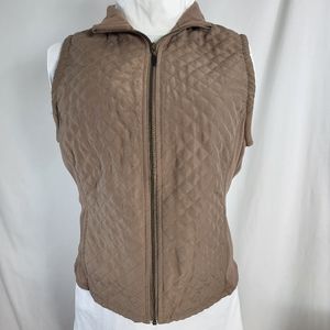 Columbia Mocha Brown VEST Womens Size S Small Full Zip Quilted, Fleece Sides